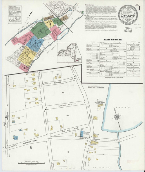 Baldwin New York 1917 - Fire Insurance Index - Old Map Reprint
