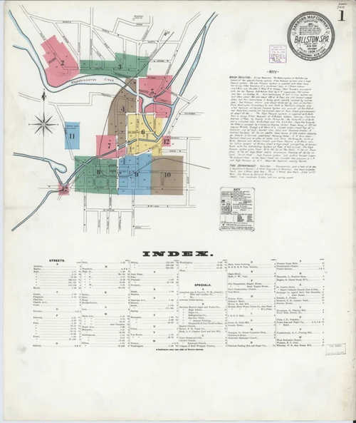 Ballston Spa New York 1904 - Fire Insurance Index - Old Map Reprint