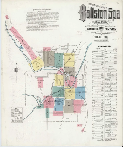 Ballston Spa New York 1911 - Fire Insurance Index - Old Map Reprint