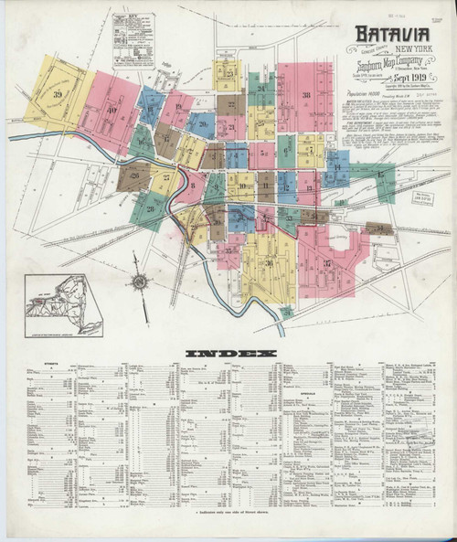 Batavia New York 1919 - Fire Insurance Index - Old Map Reprint