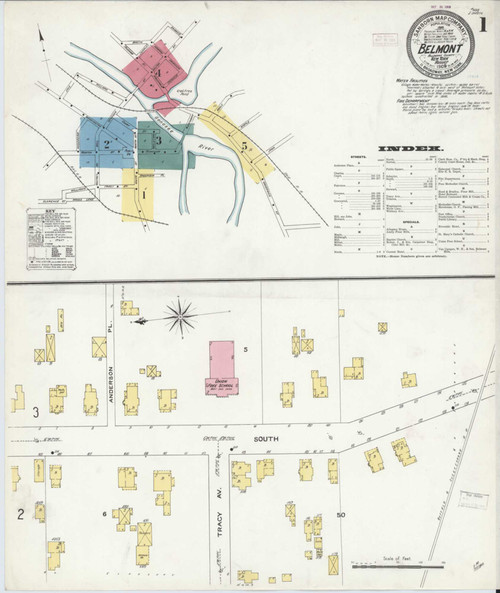 Belmont New York 1909 - Fire Insurance Index - Old Map Reprint