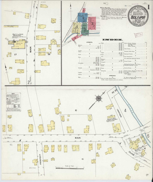 Bolivar New York 1909 - Fire Insurance Index - Old Map Reprint
