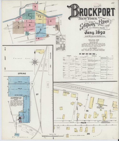 Brockport New York 1892 - Fire Insurance Index - Old Map Reprint