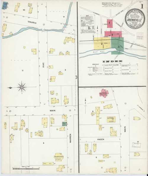 Brownville New York 1907 - Fire Insurance Index - Old Map Reprint
