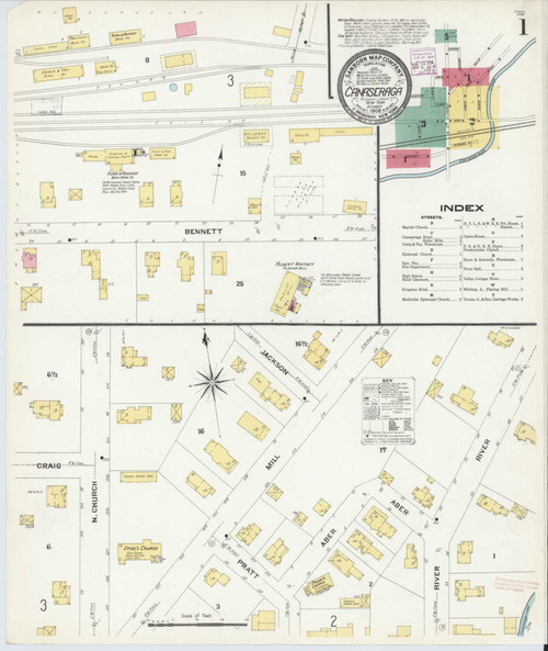 Canaseraga New York 1908 - Fire Insurance Index - Old Map Reprint