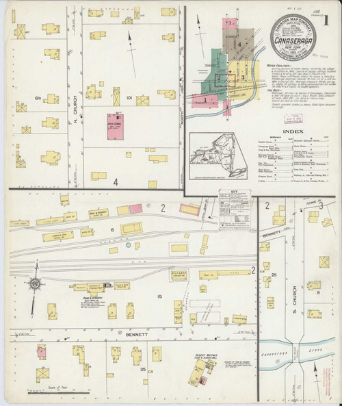Canaseraga New York 1913 - Fire Insurance Index - Old Map Reprint