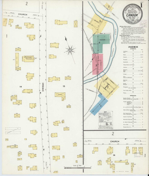 Candor New York 1908 - Fire Insurance Index - Old Map Reprint