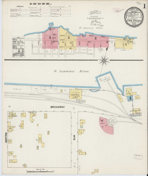 Cape Vincent New York 1890 - Fire Insurance Index - Old Map Reprint