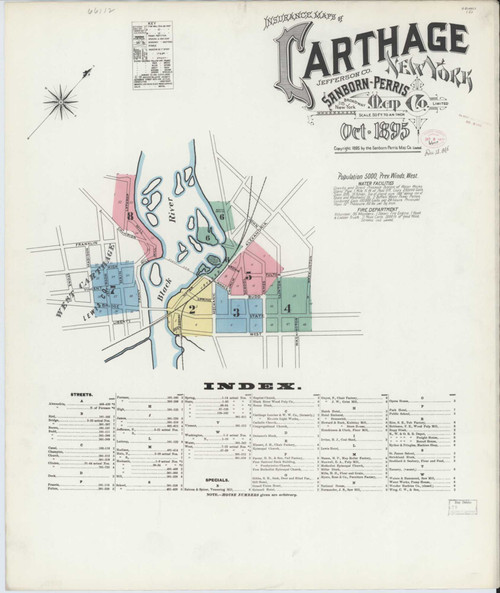 Carthage New York 1895 - Fire Insurance Index - Old Map Reprint