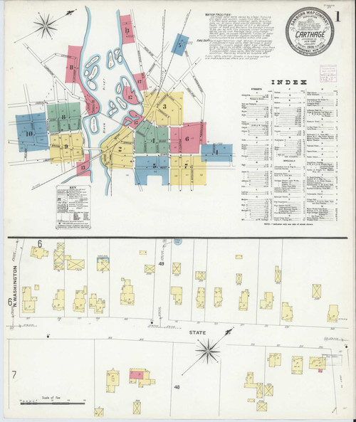 Carthage New York 1908 - Fire Insurance Index - Old Map Reprint