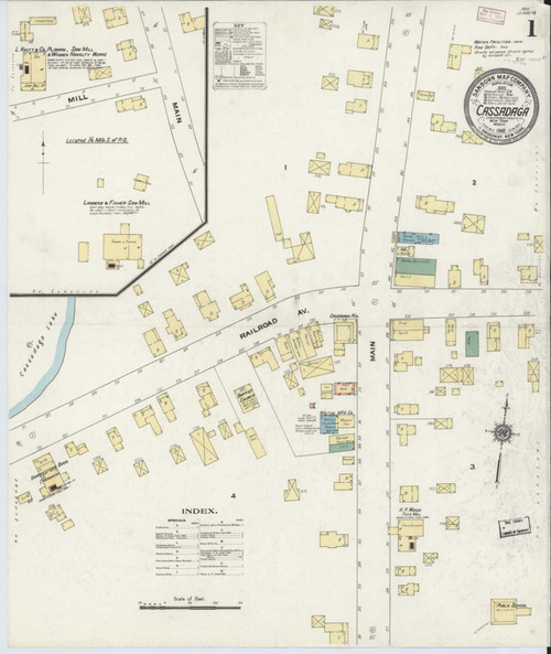 Cassadaga New York 1910 - Fire Insurance Index - Old Map Reprint