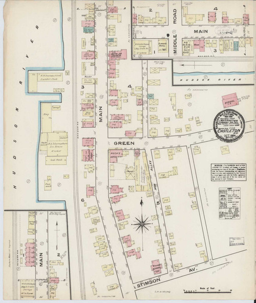 Castleton On Hudson New York 1884 - Fire Insurance Index - Old Map Reprint