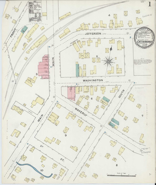 Cattaraugus New York 1891 - Fire Insurance Index - Old Map Reprint