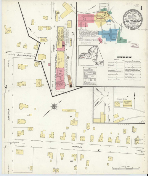 Cattaraugus New York 1913 - Fire Insurance Index - Old Map Reprint