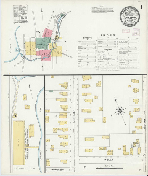 Cazenovia New York 1906 - Fire Insurance Index - Old Map Reprint