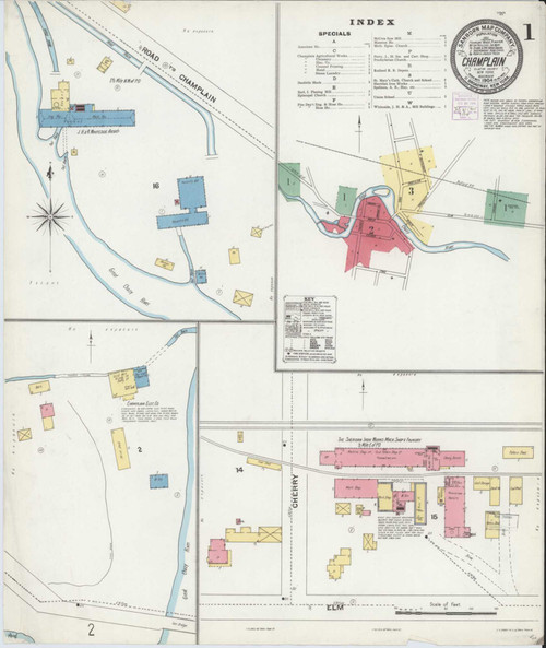 Champlain New York 1904 - Fire Insurance Index - Old Map Reprint