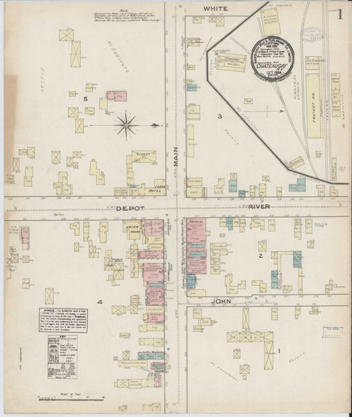 Chateaugay New York 1884 - Fire Insurance Index - Old Map Reprint