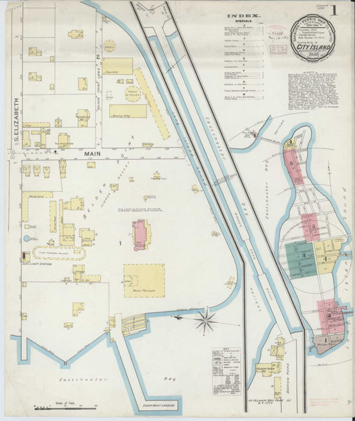 City Island New York 1893 - Fire Insurance Index - Old Map Reprint