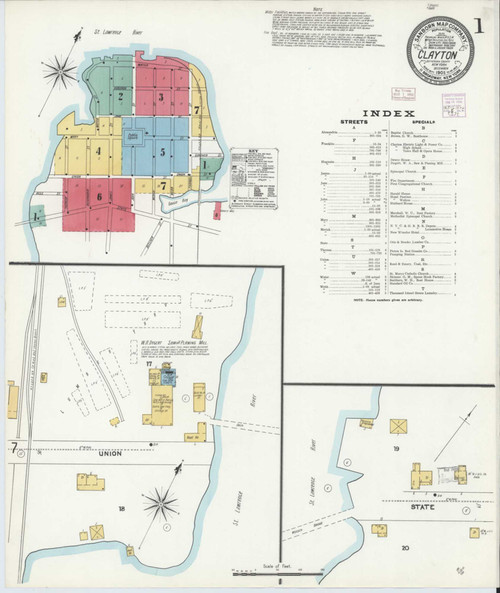 Clayton New York 1905 - Fire Insurance Index - Old Map Reprint