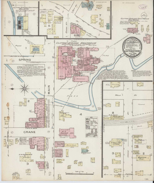 Clifton Springs New York 1886 - Fire Insurance Index - Old Map Reprint