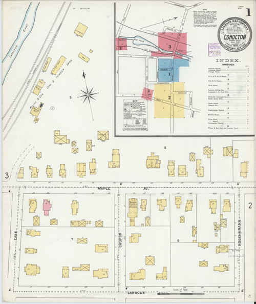 Cohocton New York 1905 - Fire Insurance Index - Old Map Reprint