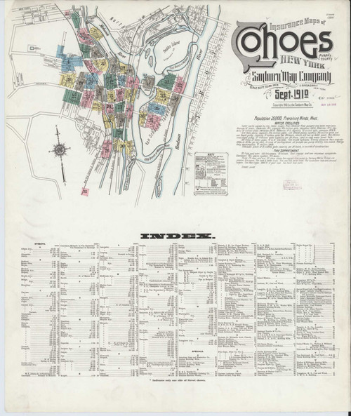 Cohoes New York 1910 - Fire Insurance Index - Old Map Reprint