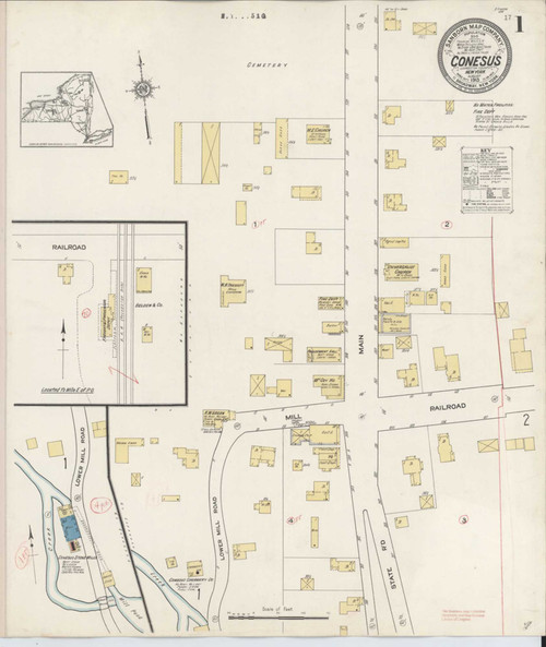 Conesus New York 1913 - Fire Insurance Index - Old Map Reprint