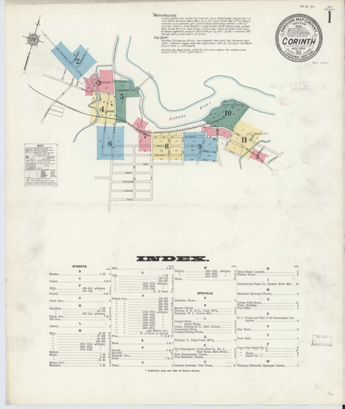 Corinth New York 1912 - Fire Insurance Index - Old Map Reprint