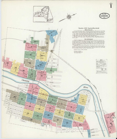 Corning New York 1913 - Fire Insurance Index - Old Map Reprint