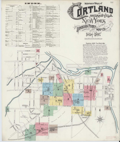 Cortland New York 1897 - Fire Insurance Index - Old Map Reprint
