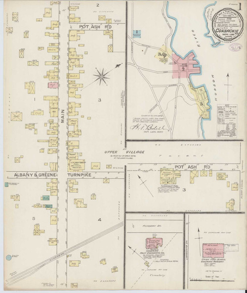 Coxsackie New York 1886 - Fire Insurance Index - Old Map Reprint