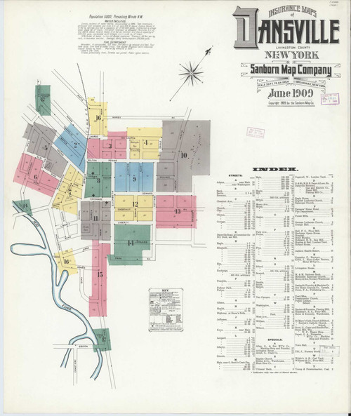 Dansville New York 1909 - Fire Insurance Index - Old Map Reprint