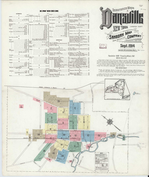 Dansville New York 1914 - Fire Insurance Index - Old Map Reprint