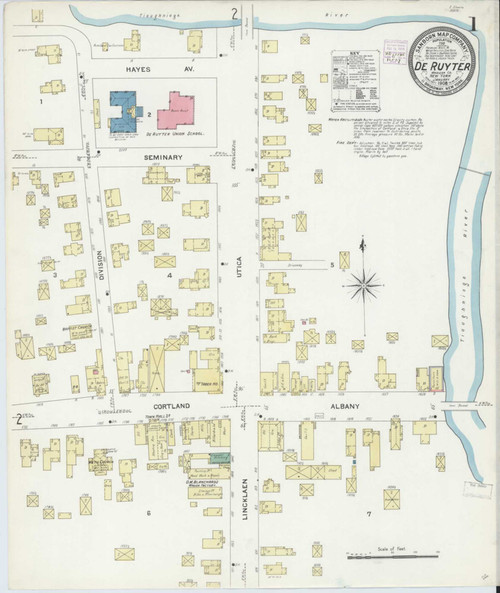 De Ruyter New York 1908 - Fire Insurance Index - Old Map Reprint