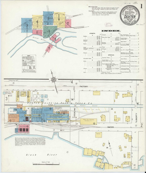 Dexter New York 1911 - Fire Insurance Index - Old Map Reprint