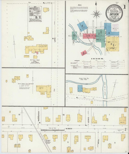 Dryden New York 1904 - Fire Insurance Index - Old Map Reprint