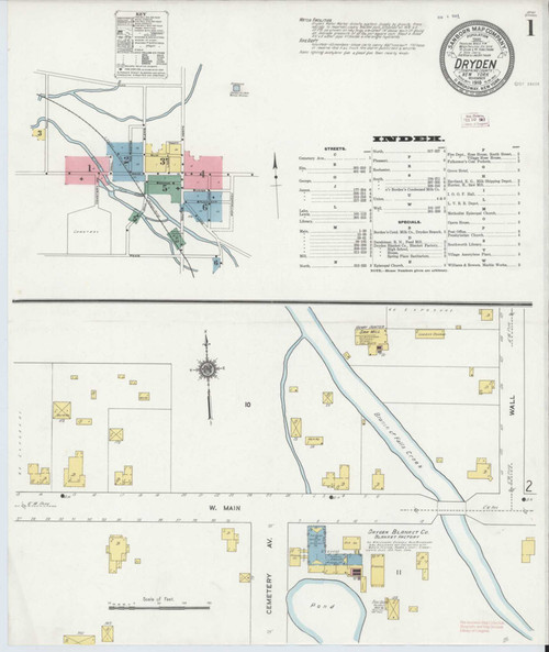 Dryden New York 1910 - Fire Insurance Index - Old Map Reprint