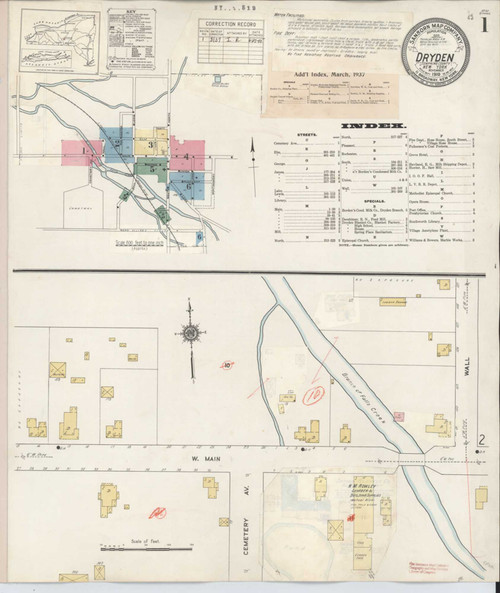 Dryden New York 1937 - Fire Insurance Index - Old Map Reprint