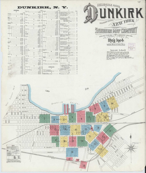 Dunkirk New York 1904 - Fire Insurance Index - Old Map Reprint