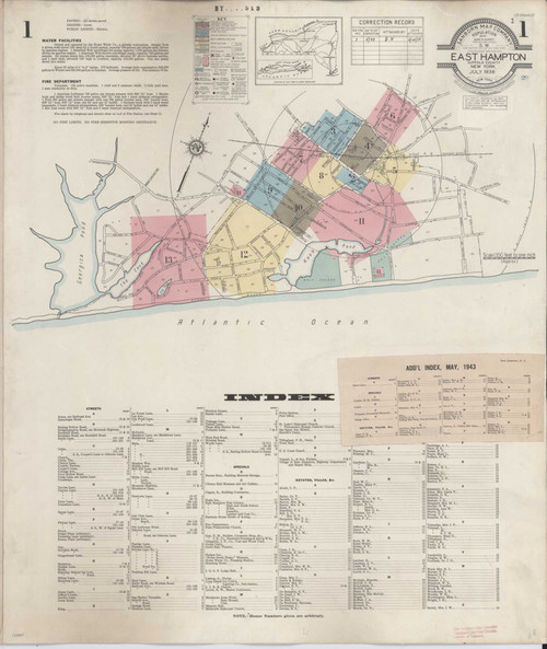 Easthampton New York 1943 - Fire Insurance Index - Old Map Reprint