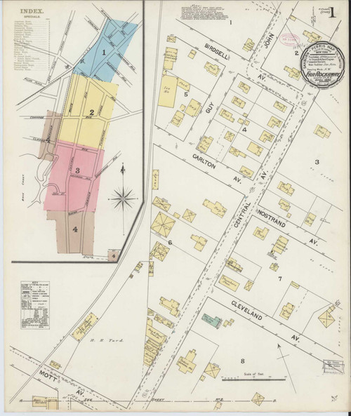 Far Rockaway New York 1890 - Fire Insurance Index - Old Map Reprint
