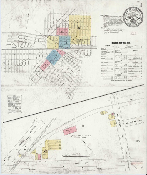 Floral Park New York 1910 - Fire Insurance Index - Old Map Reprint