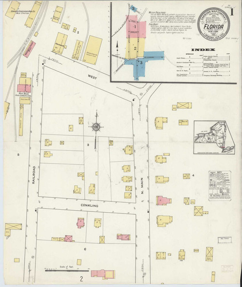 Florida New York 1915 - Fire Insurance Index - Old Map Reprint