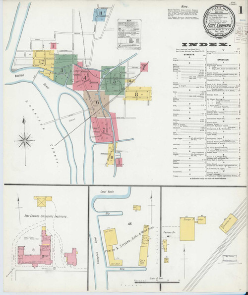 Fort Edward New York 1900 - Fire Insurance Index - Old Map Reprint