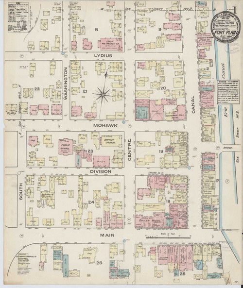 Fort Plain New York 1884 - Fire Insurance Index - Old Map Reprint