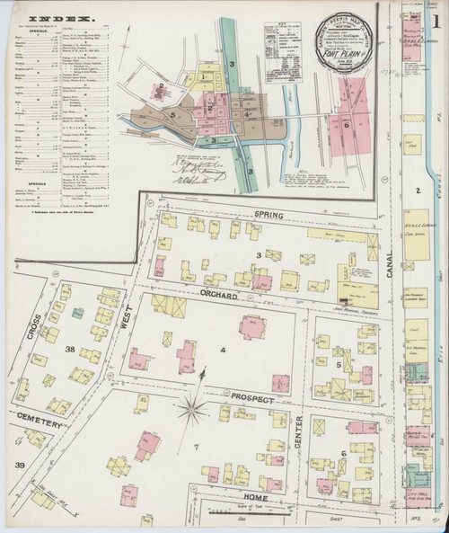 Fort Plain New York 1891 - Fire Insurance Index - Old Map Reprint