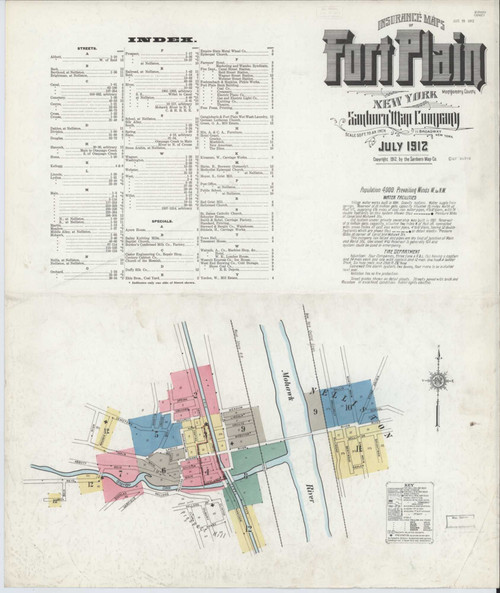 Fort Plain New York 1912 - Fire Insurance Index - Old Map Reprint