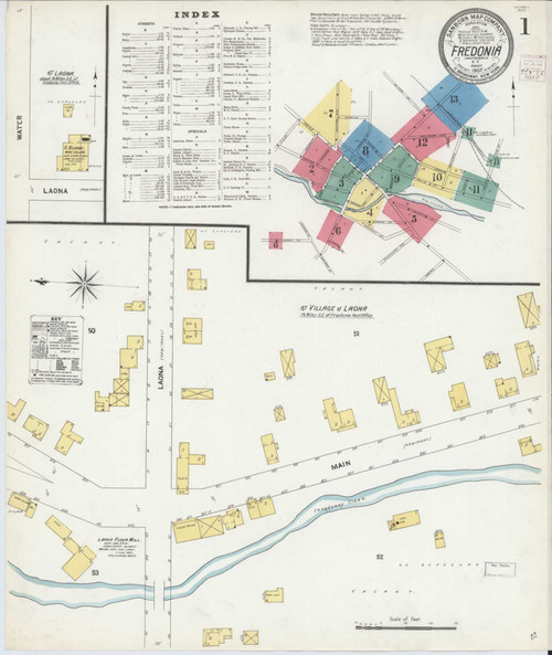 Fredonia New York 1907 - Fire Insurance Index - Old Map Reprint