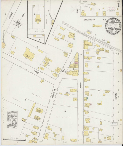 Freeport New York 1892 - Fire Insurance Index - Old Map Reprint