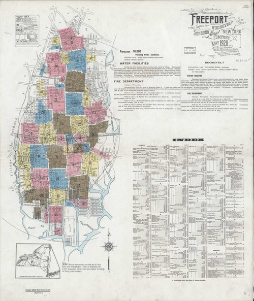 Freeport New York 1928 - Fire Insurance Index - Old Map Reprint